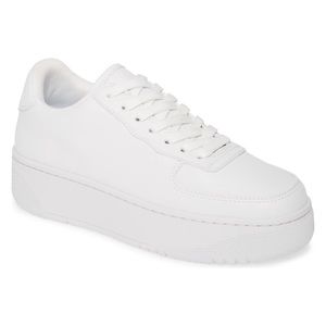 Vegan leather white platform sneakers